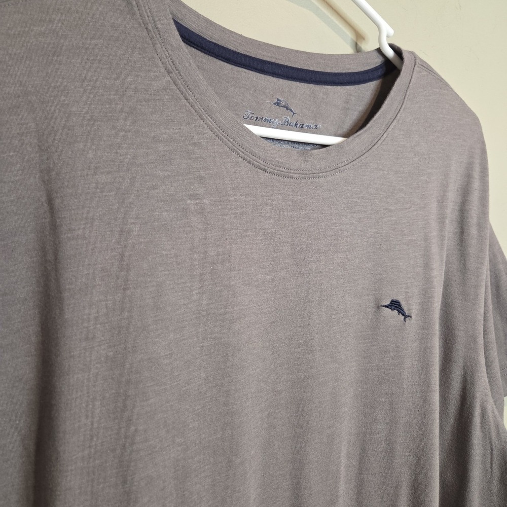 Tommy Bahama T Shirt Mens Large Gray Marl Short Sleeve Stretch Marlin Logo Tee